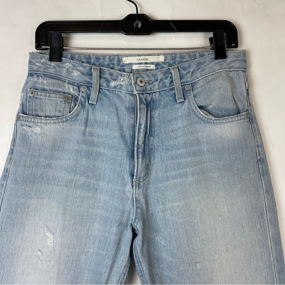 TULAROSA size 27 Hailey Straight Jeans Distressed raw hem light wash - Picture 3 of 9